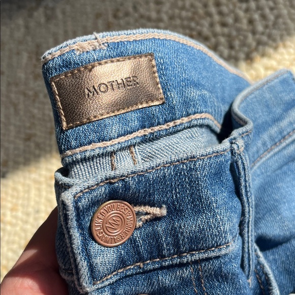 MOTHER Blue Ankle Jeans with Button Detail - Picture 3 of 9